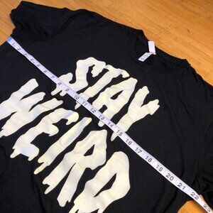 Stay Weird Black Tee Bella Canvas Soft Glow in the Dark Halloween XL Baggy